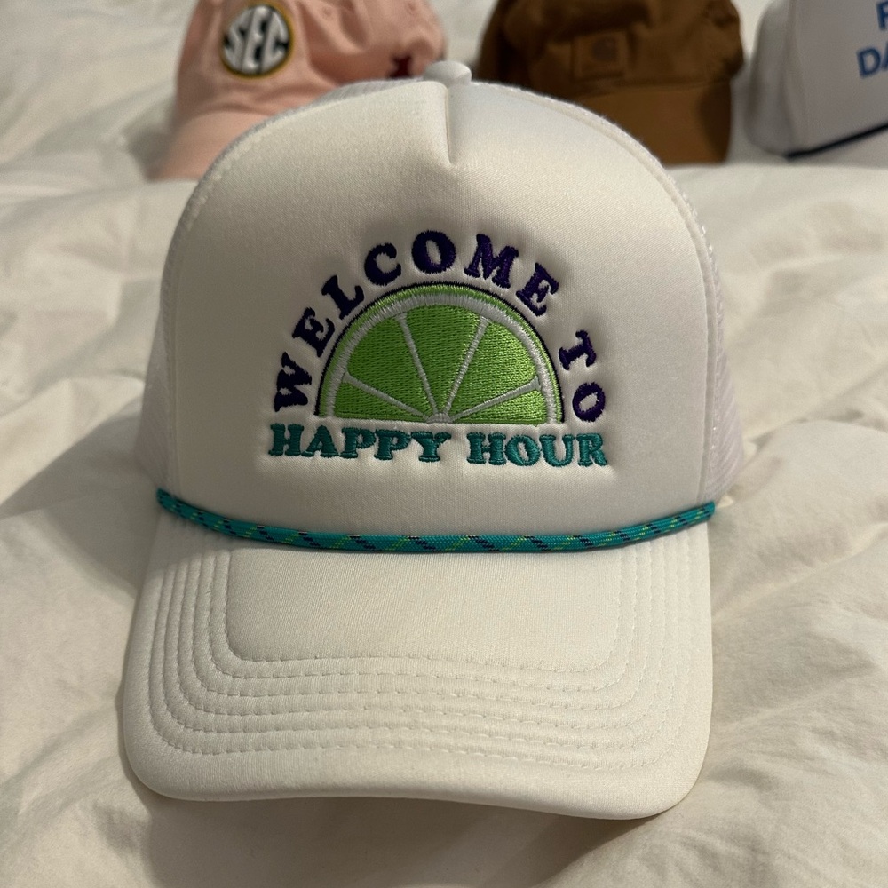 White 'Welcome to Happy Hour' Party Cap